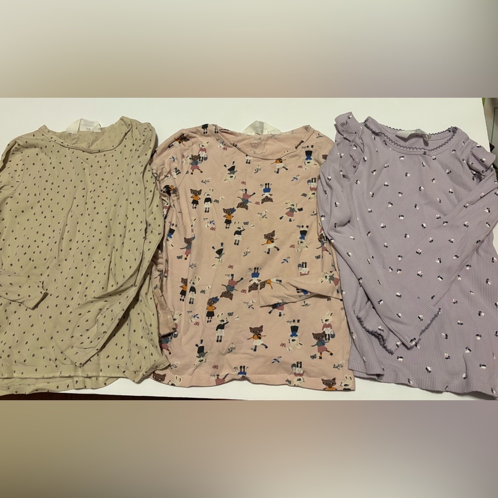 Lot of 3 H&M Girls Long Sleeve Graphic Shirt Tops SZ. 6/7